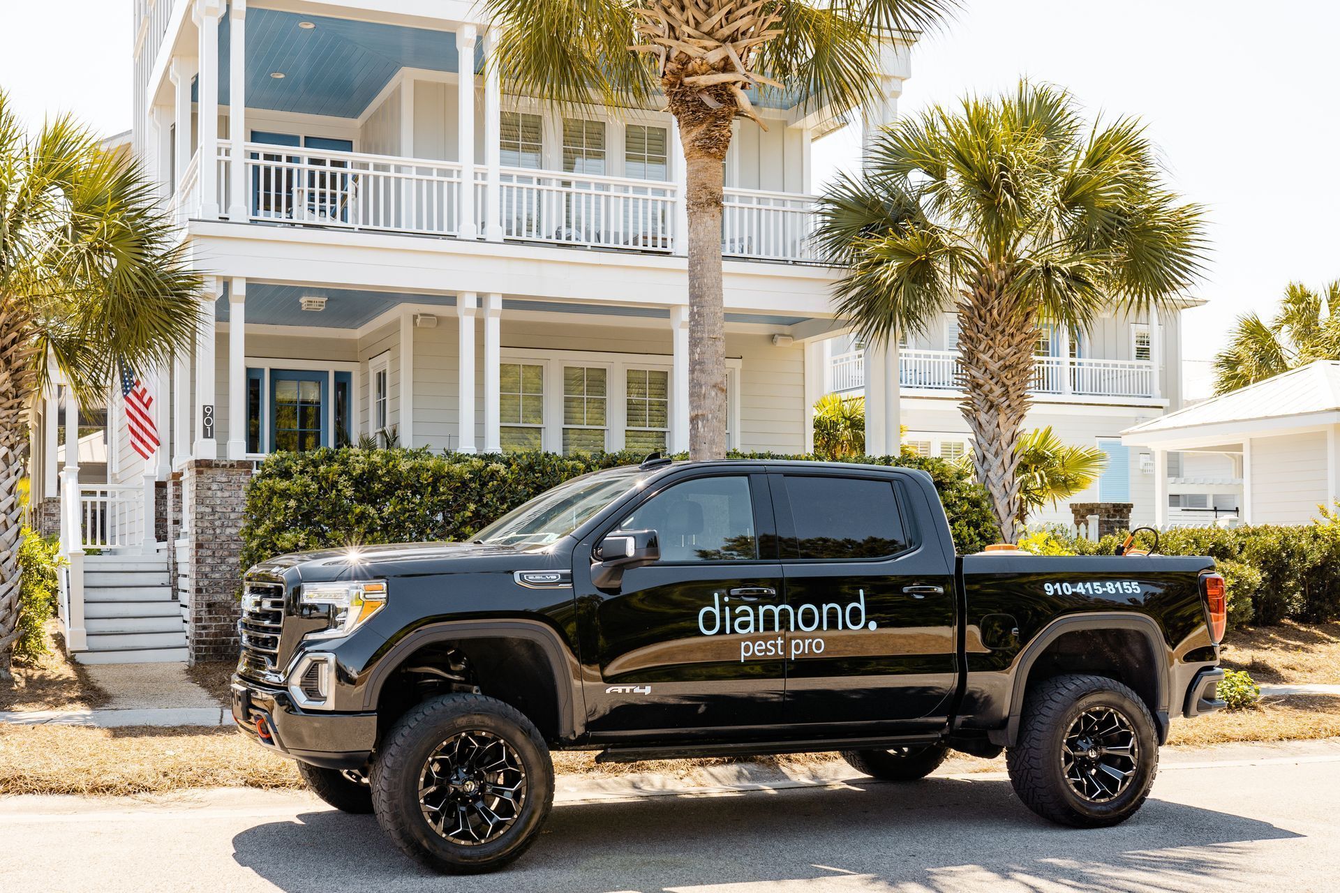 Diamond Pest Pro branded service vehicle at a Carolina home